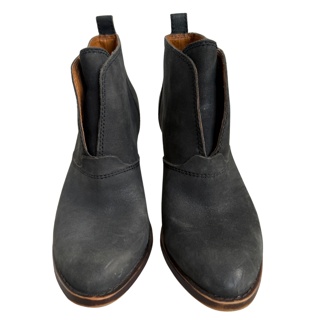 Lucky Brand Distressed Black Leather Ankle Boots | 6M