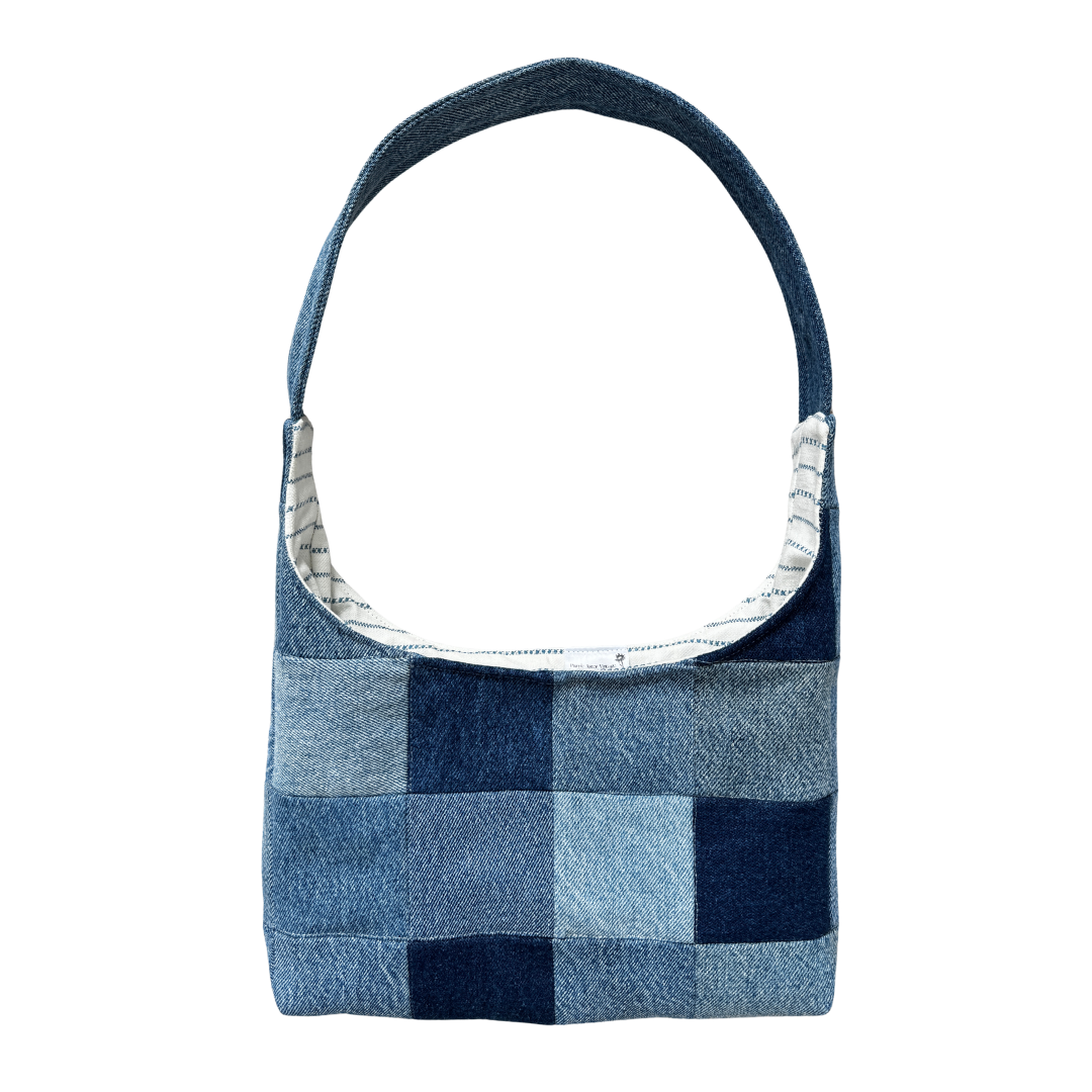 Recycled Denim Quilted Patchwork Shoulder Bag