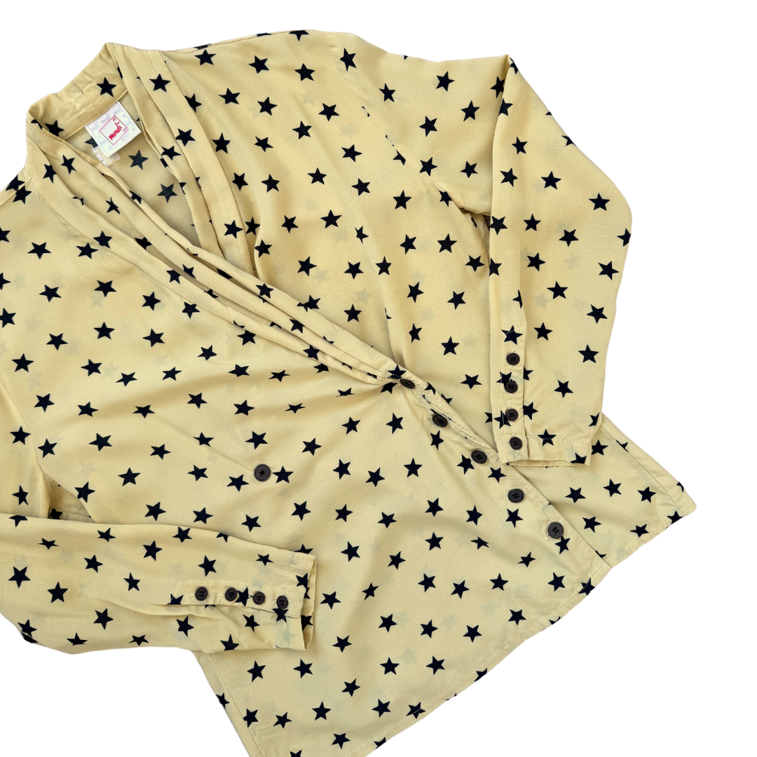 Mondi Yellow Crossover Blouse with Navy Stars | Medium