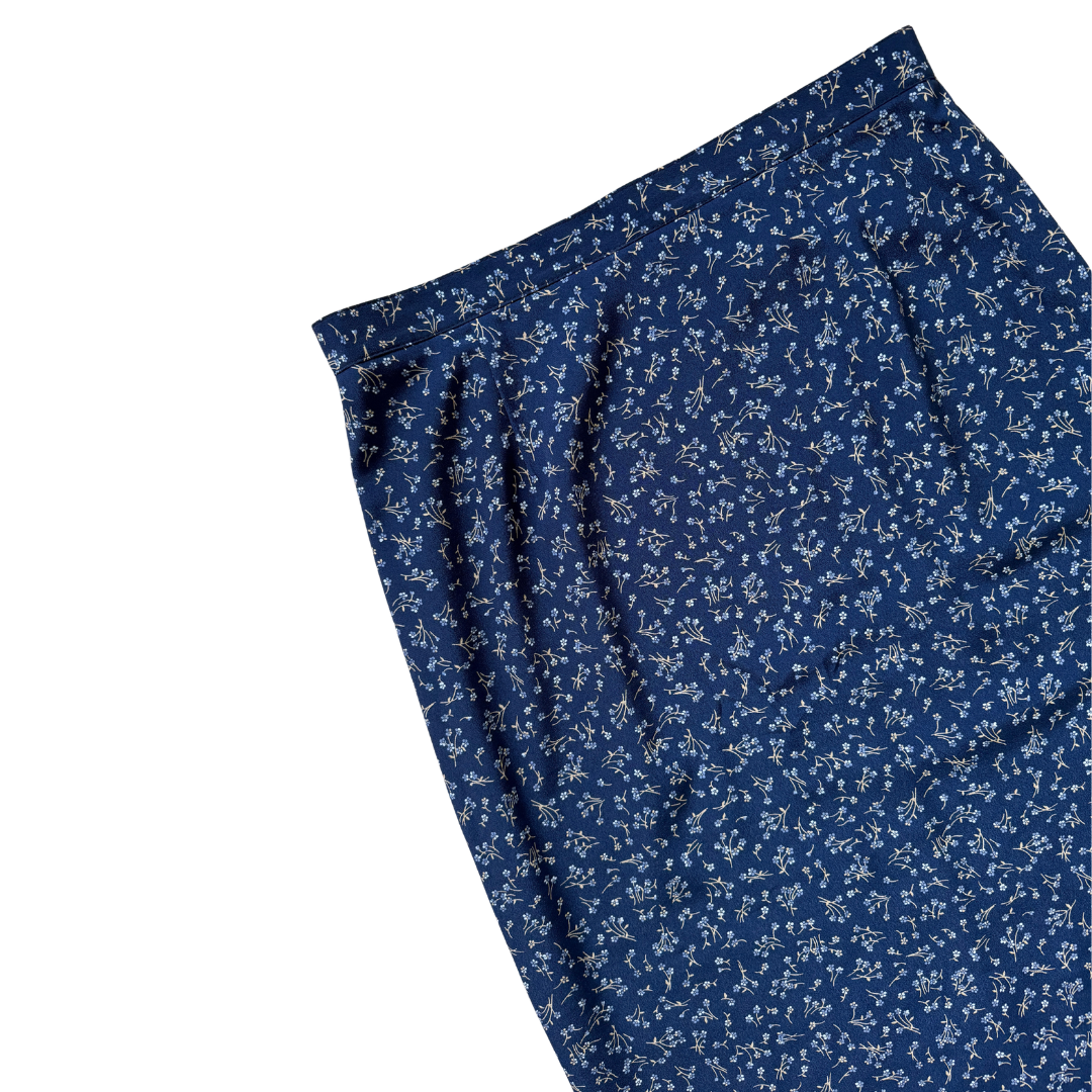 Hiroko Petites Navy Floral Maxi Skirt | Large / Extra-Large