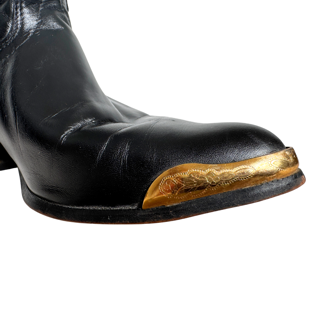 Laredo Black and Gold Leather Celestial Western Boots | 7 1/2 M