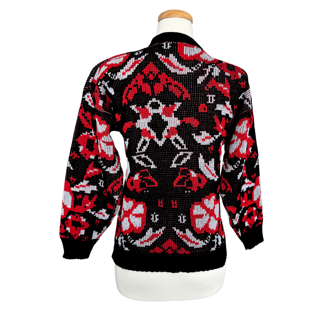 Cicely Black and Red Floral Sweater | Small