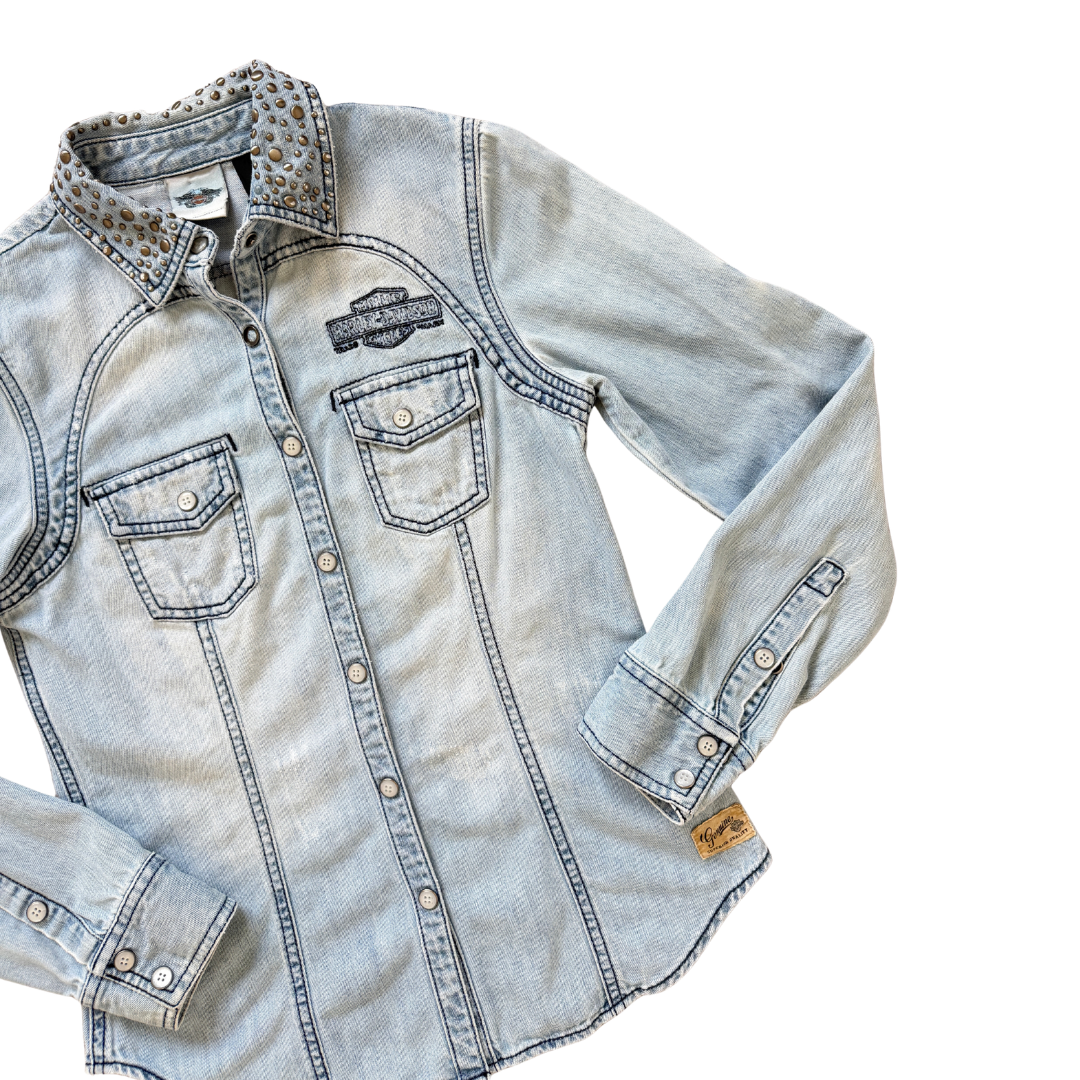 Harley Davidson Studded Denim Shirt | Extra-Small