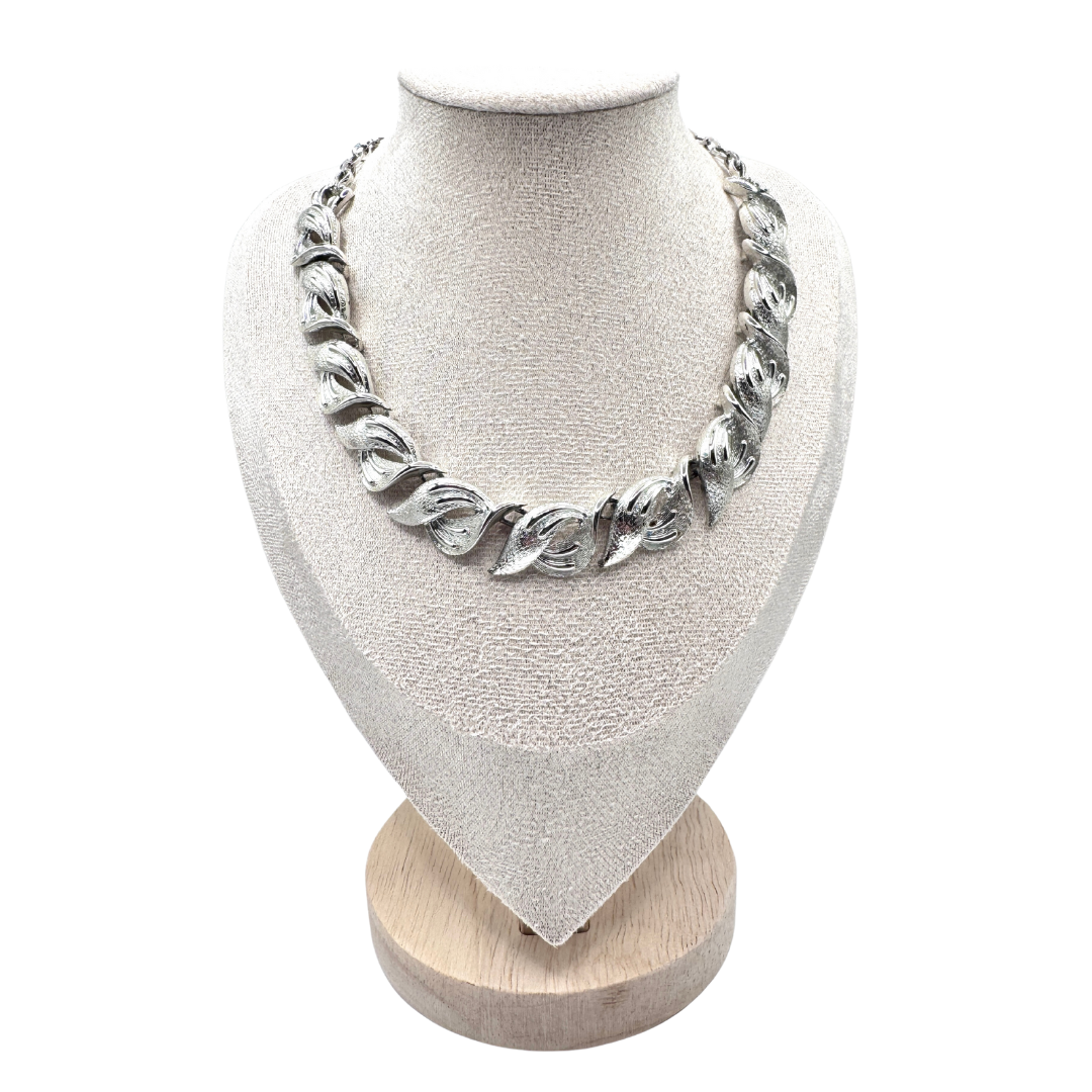 Vintage Coro Pegasus Chunky Silver Statement Chocker Necklace | 1940s-1950s