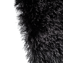 Load image into Gallery viewer, Fuzzy Black Feathered Long Scarf
