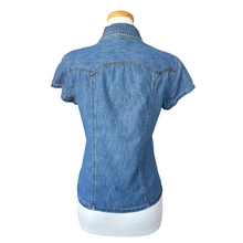 Load image into Gallery viewer, Faded Glory Short Sleeve Denim Blouse | Small-Medium
