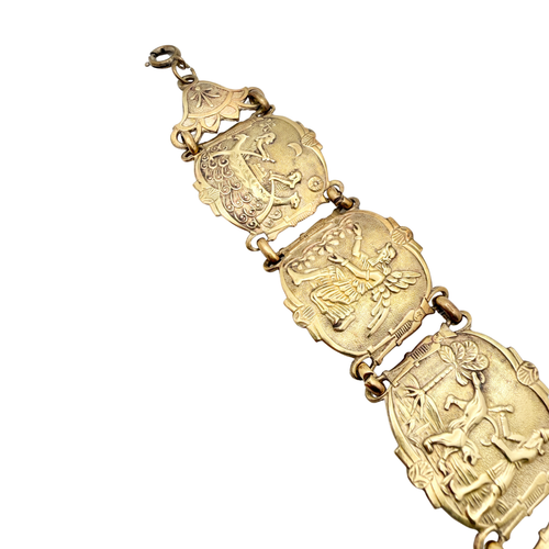 1940s-1950s Don Quixote Silver-Plated Panel Bracelet