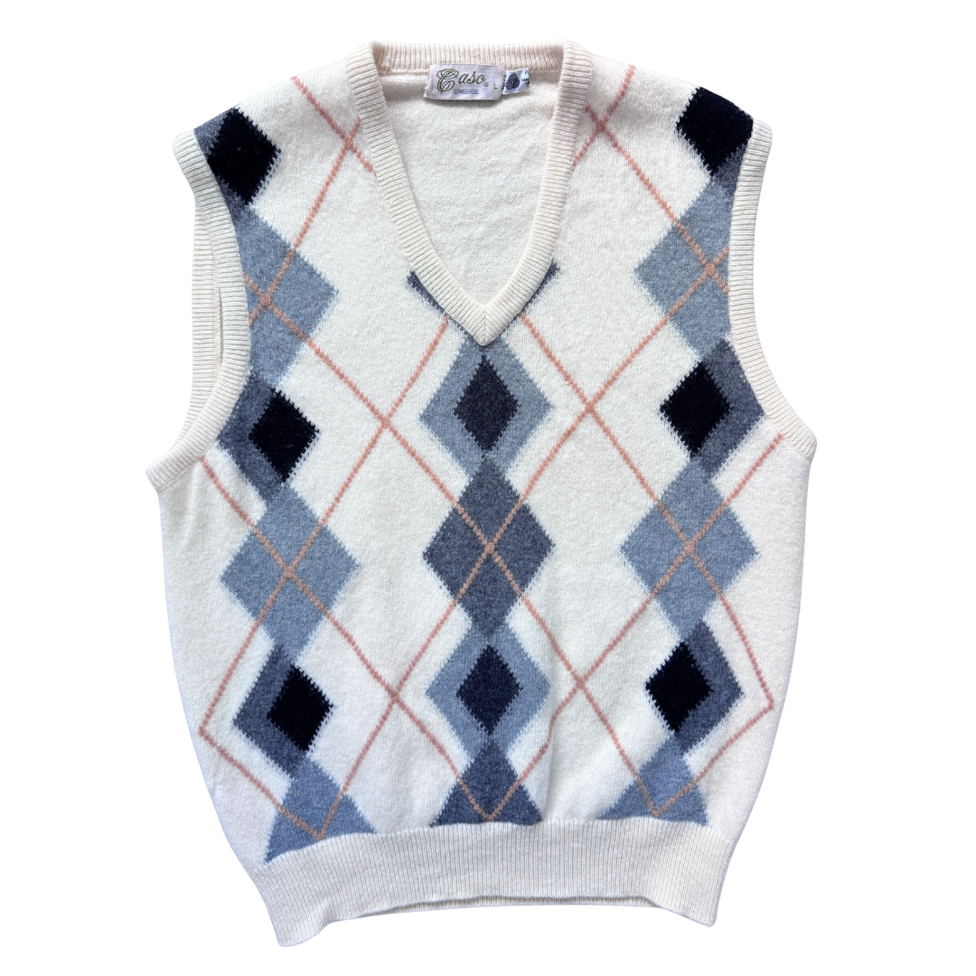 Vintage 1980s-1990s Caso Argyle Lambswool Sweater Vest | Medium
