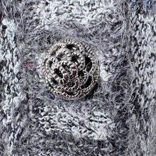 Load image into Gallery viewer, Cleo Petites Grey Plaid Mohair Blend Cardigan | Medium-Large

