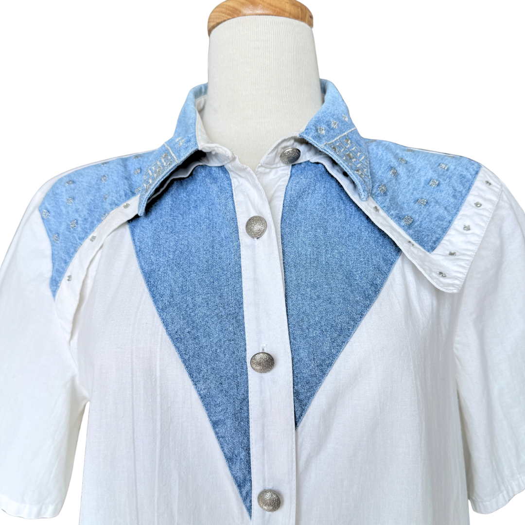 City Girl Sport Cotton and Denim Blouse | Large