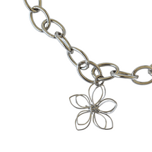 Load image into Gallery viewer, Upcycled Chunky Chain Necklace with Wire Flower Pendant
