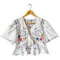 Recycled Multi-Coloured Floral Embroidered Peplum Blouse | Large