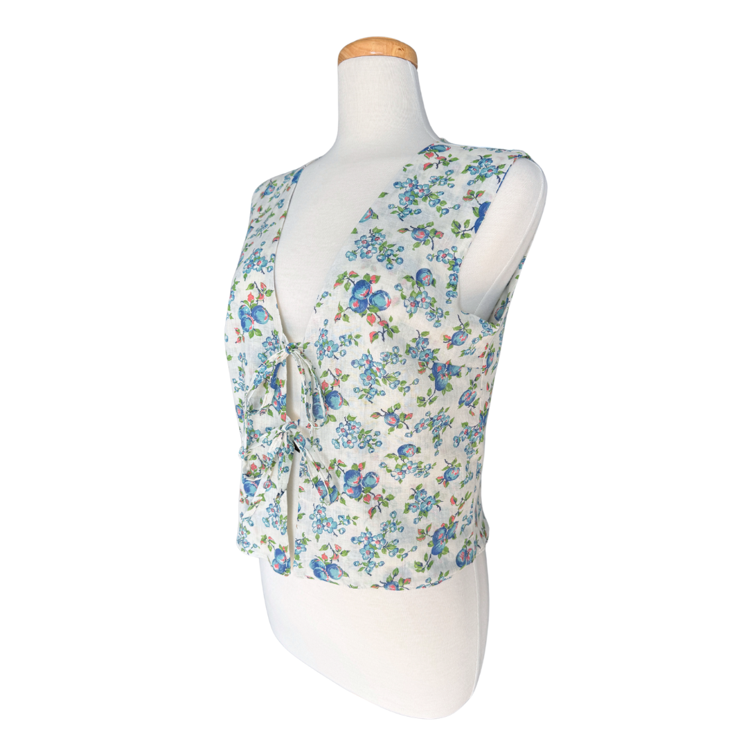 Recycled Berries and Blooms Tie-Front Vest | Medium