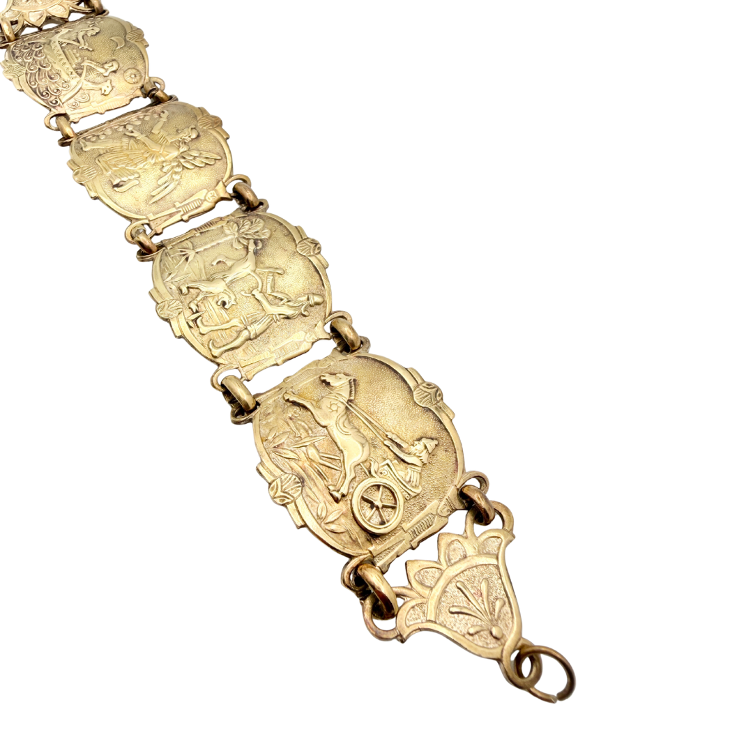 1940s-1950s Don Quixote Silver-Plated Panel Bracelet