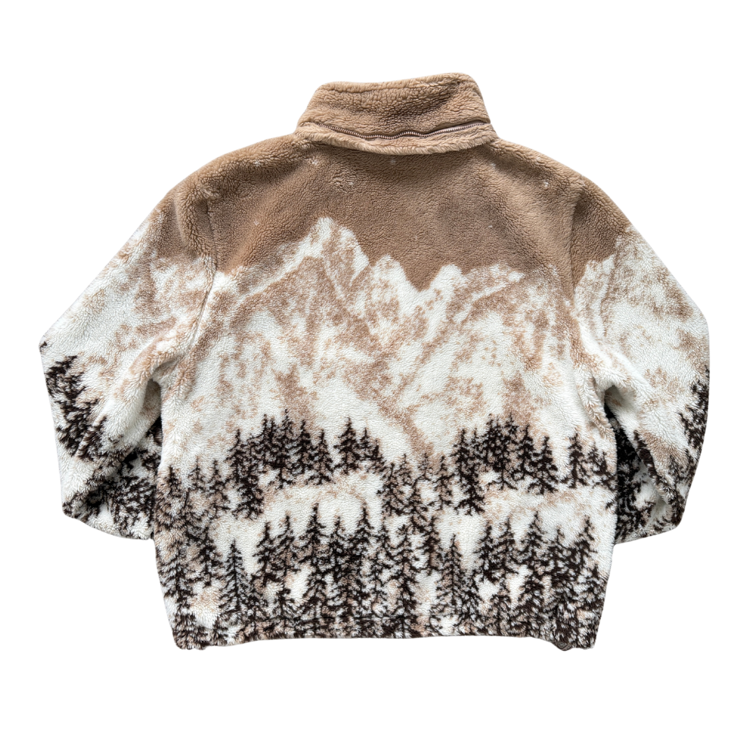 Ego Collection Brown Forest Print Fleece Coat | Extra-Large