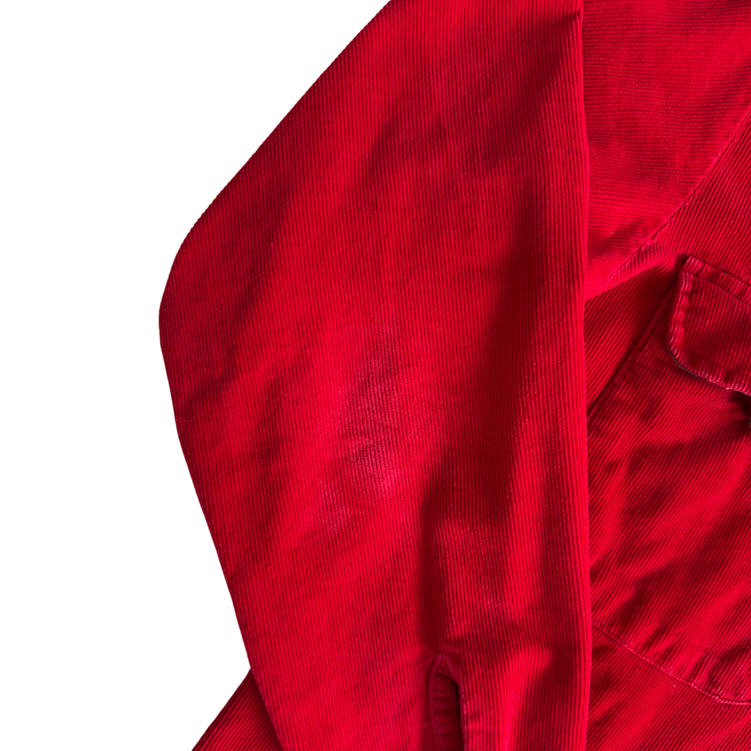 Red Corduroy Button Down Shirt | Small-Medium