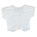 Vintage Yaya 80s-90s  White Floral Lace Cutout Blouse | Medium - Large