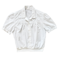 Vintage 100% Cotton White Lace Stitched Collared Blouse with Fitted Jersey Hem Small