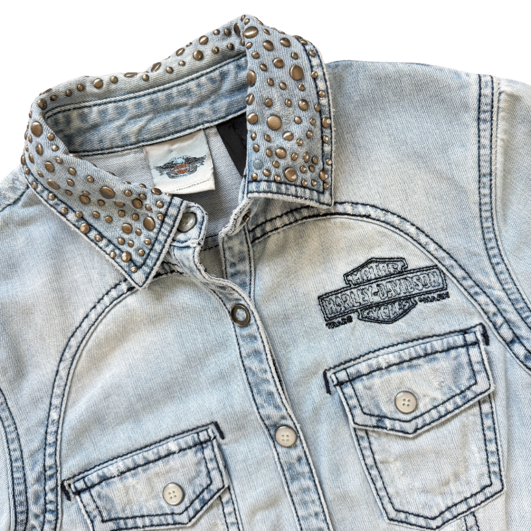 Harley Davidson Studded Denim Shirt | Extra-Small