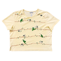 Vintage 1990s Alfred Dunner Petite Large Yellow Short Sleeve Shirt with Beaded Frog Applique Petite Large