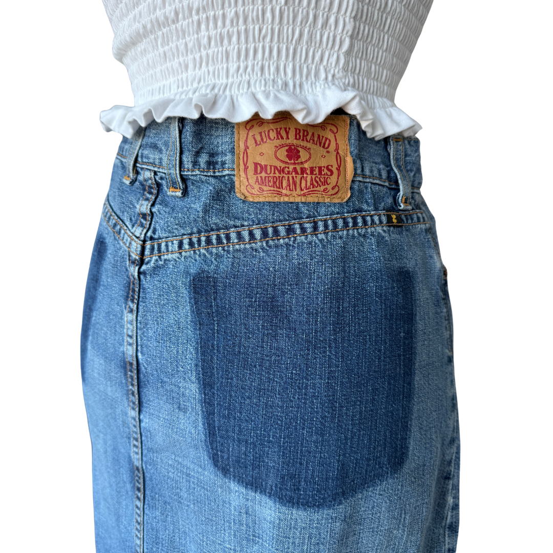 Lucky Brand Distressed Denim Skirt | Large