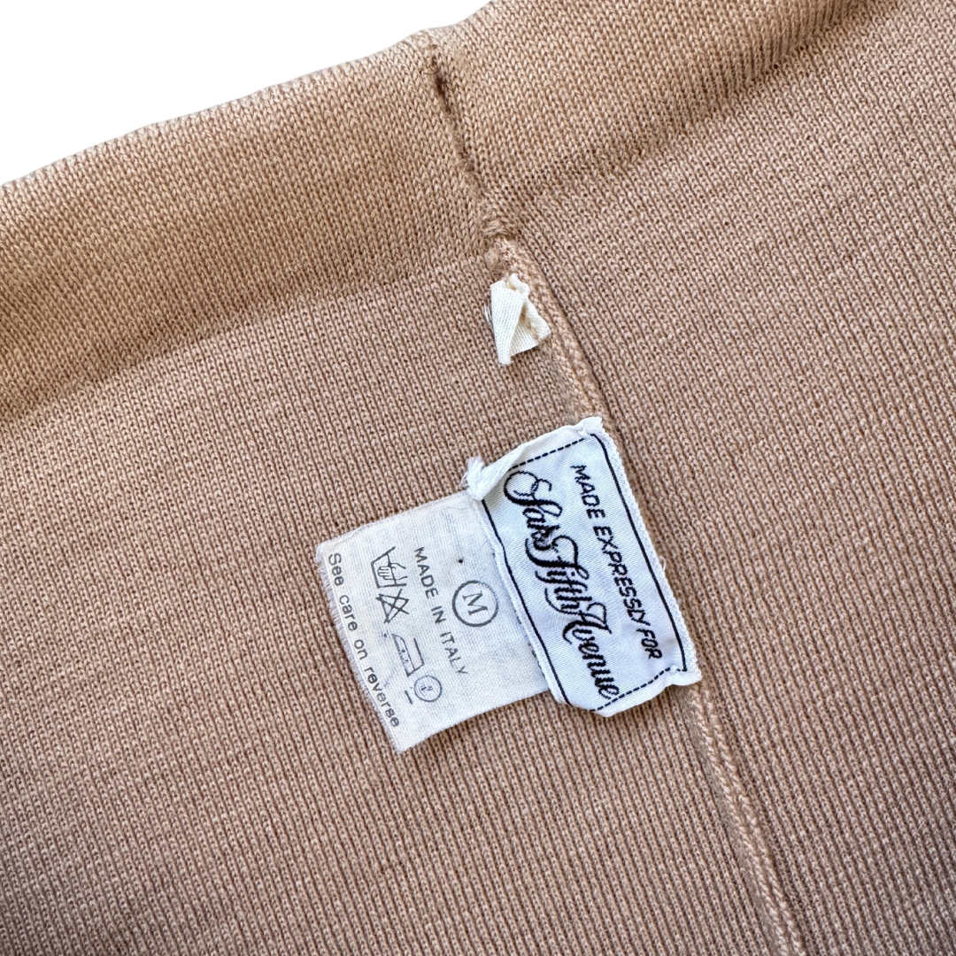 Saks Fifth Avenue Tan Pleated Merino Wool Skirt | Medium-Large