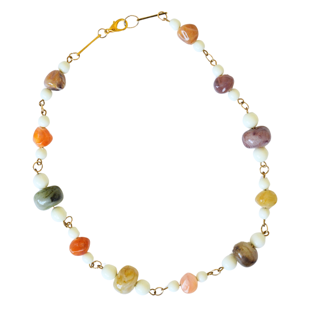 Upcycled Multicolor Beaded Chain Necklace