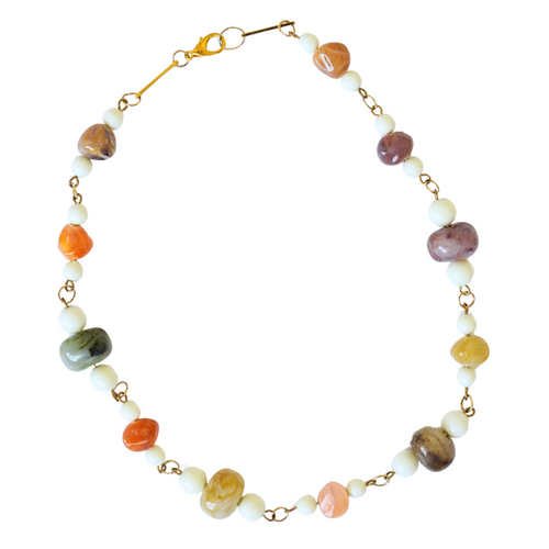 Upcycled Multicolor Beaded Chain Necklace
