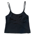 Vintage 90s Y2K Classique Collections Black Babydoll Tank with Embroidered Flowers | Large