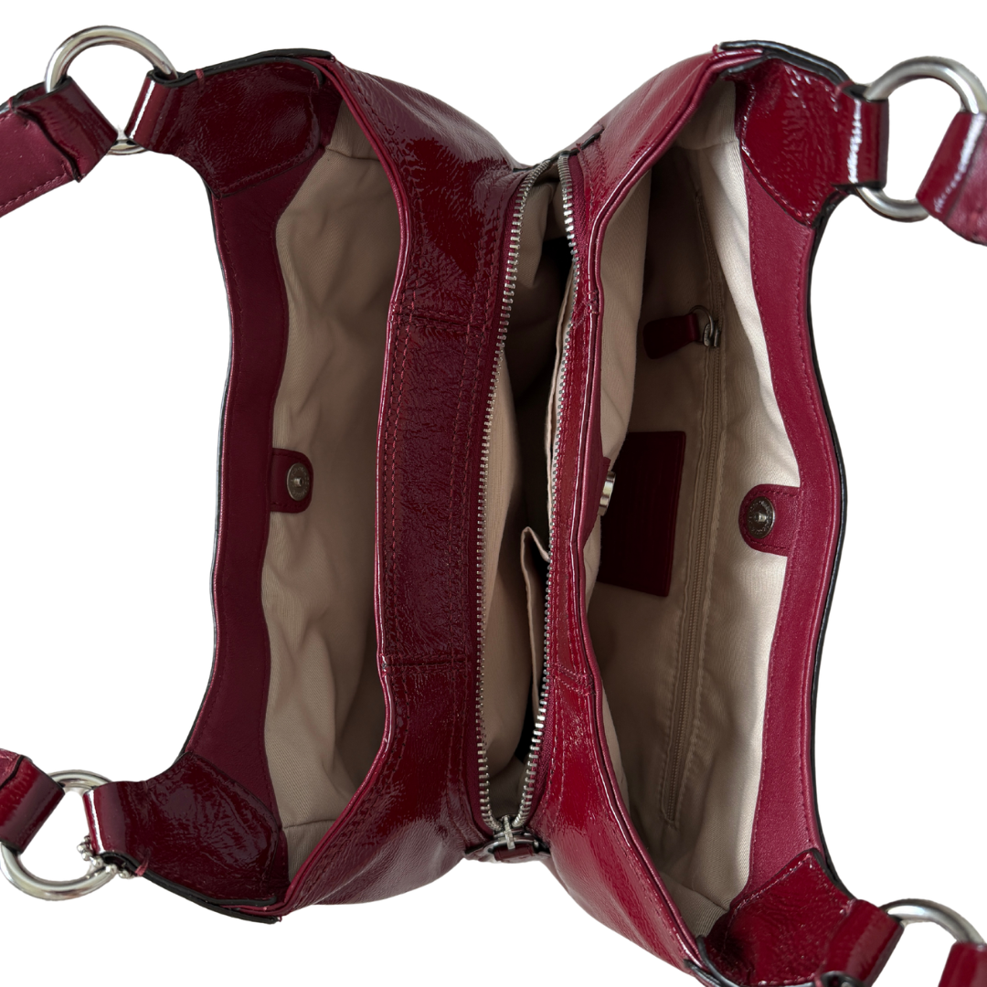 Coach Cherry Red Madison Maggie Patent Leather Soho Bag