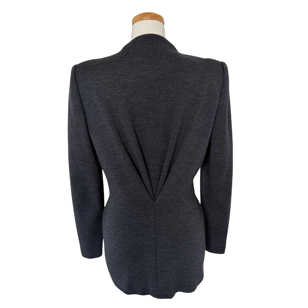 Donna Karan Dark Grey Marled Wool Blazer | 10 (Medium-Large)