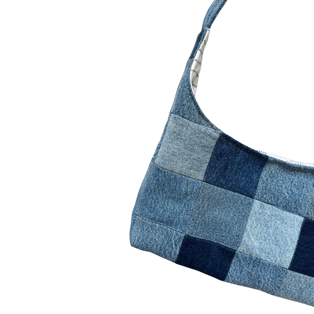 Recycled Denim Quilted Patchwork Shoulder Bag