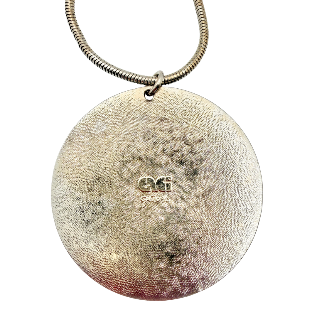 1970s Robert Gervais Modernist Enamel Pendant Necklace