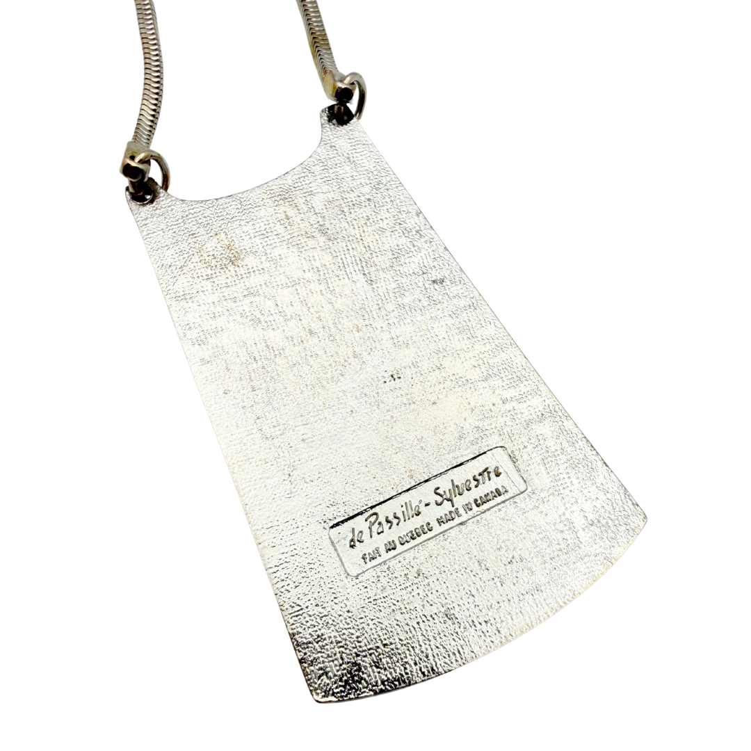 1970s De Passillé-Sylvestre Modernst Birdcage Enamel Pendant Necklace
