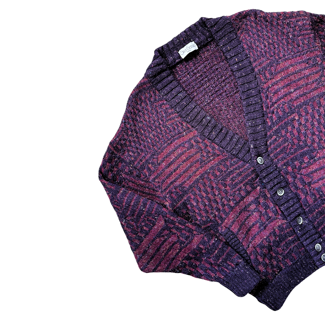 Gran Sasso Wool and Alpaca Purple Marled Cardigan | Large