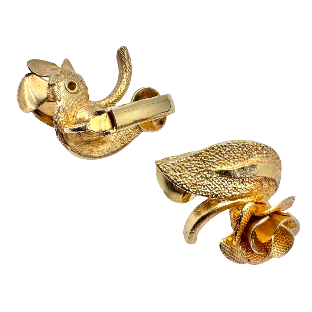 Vintage Signed Coro Goldtone Floral Brooch and Earring Set |1980s