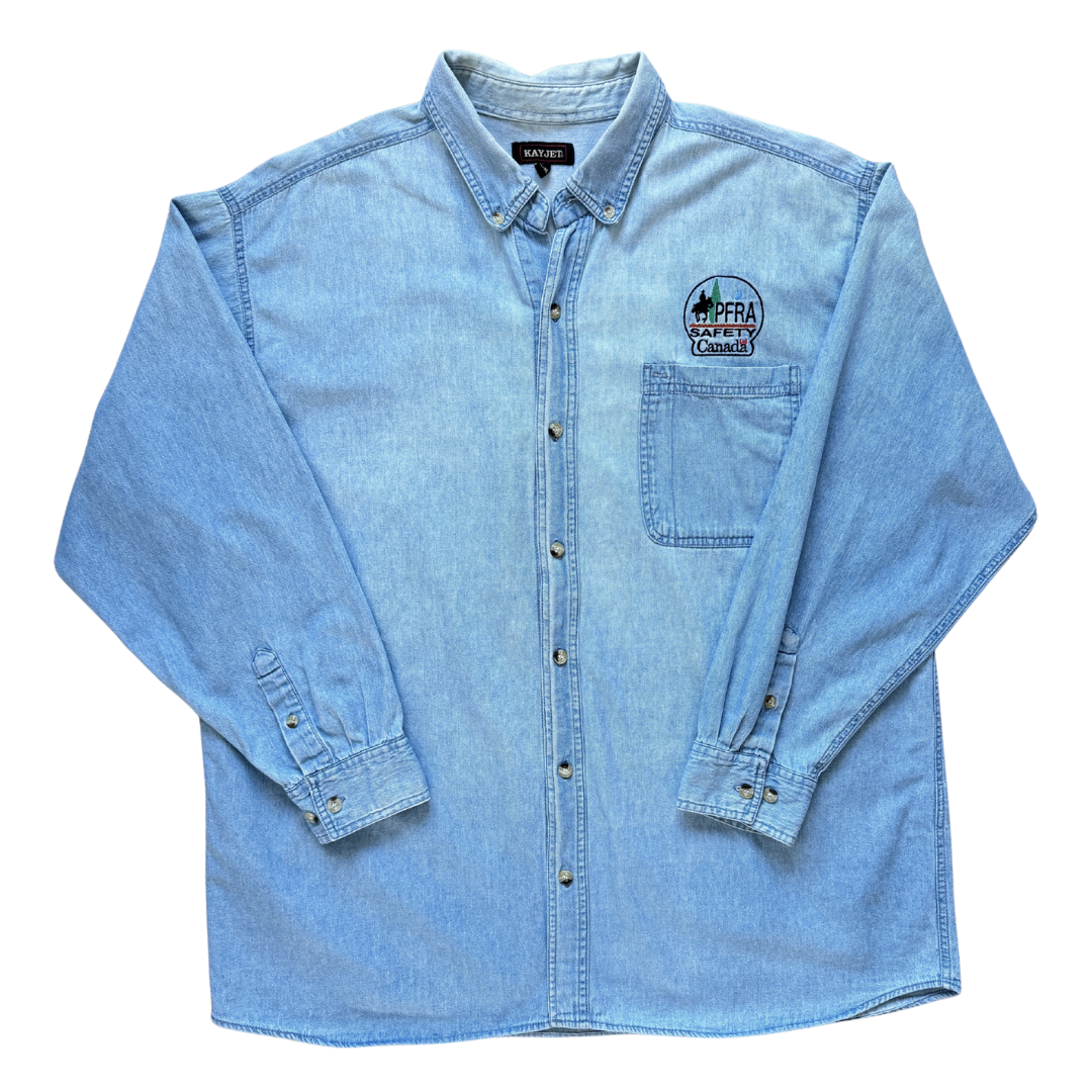 Vintage 1990s Men's PFRA Long Sleeve Denim Shirt | Extra-Large