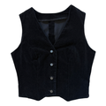 Vintage 80s Black Velvet Vest | Extra-Small