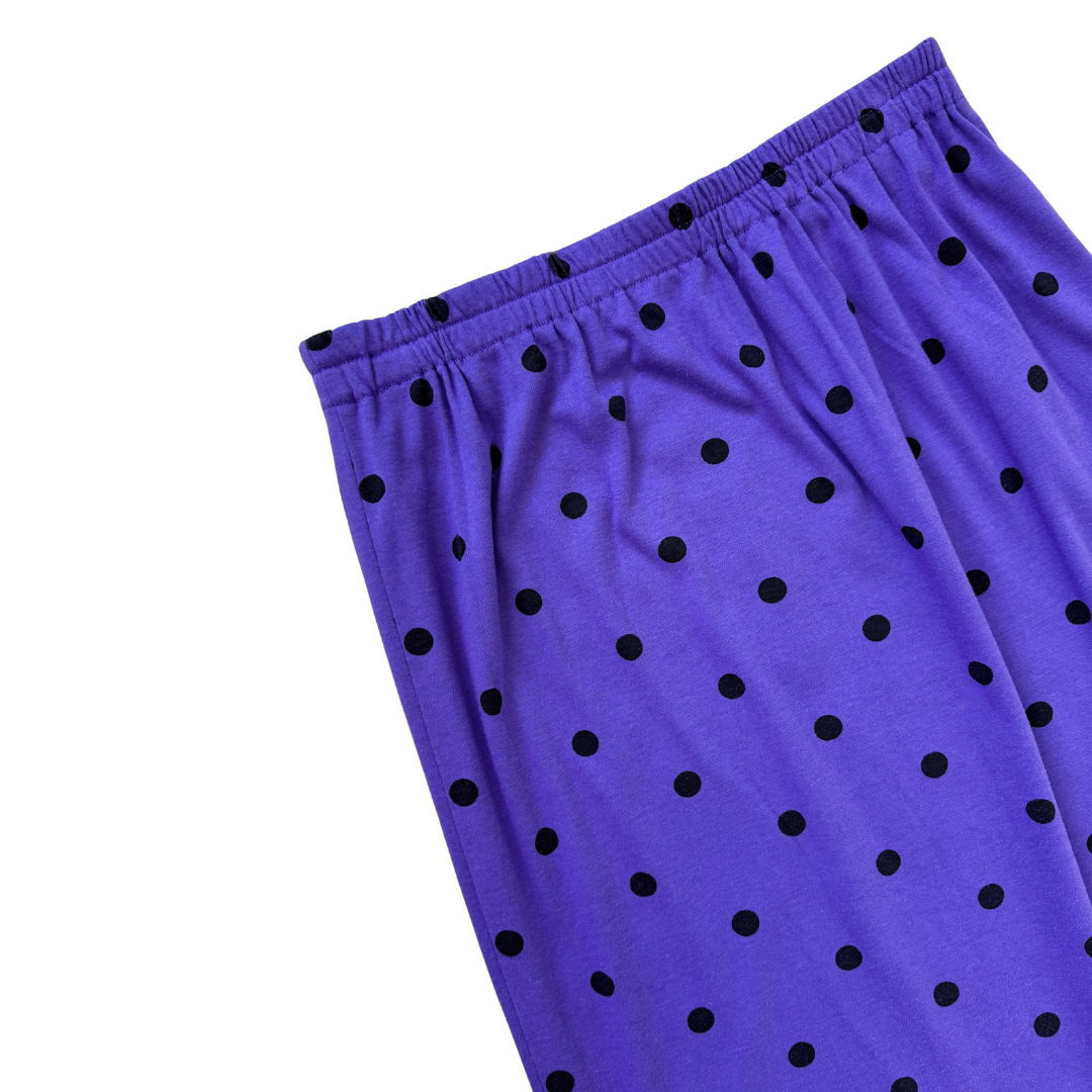 Purple Cotton Midi Skirt with Large Black Polka Dots | Medium