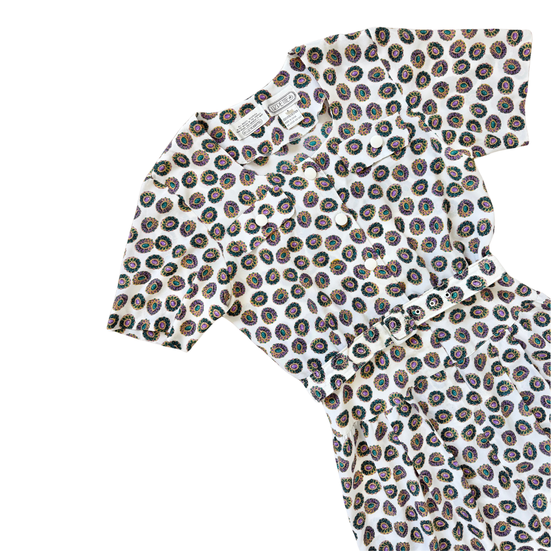 Liz Petites Jewel Print Short Sleeve Shirt Dress | Medium