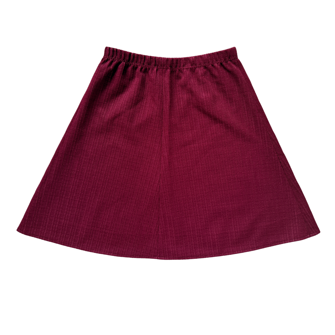 Vintage 70s-80s Burgundy Skater Skirt | Small