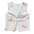 Recycled Pink Floral Tie-Front Vest | Small