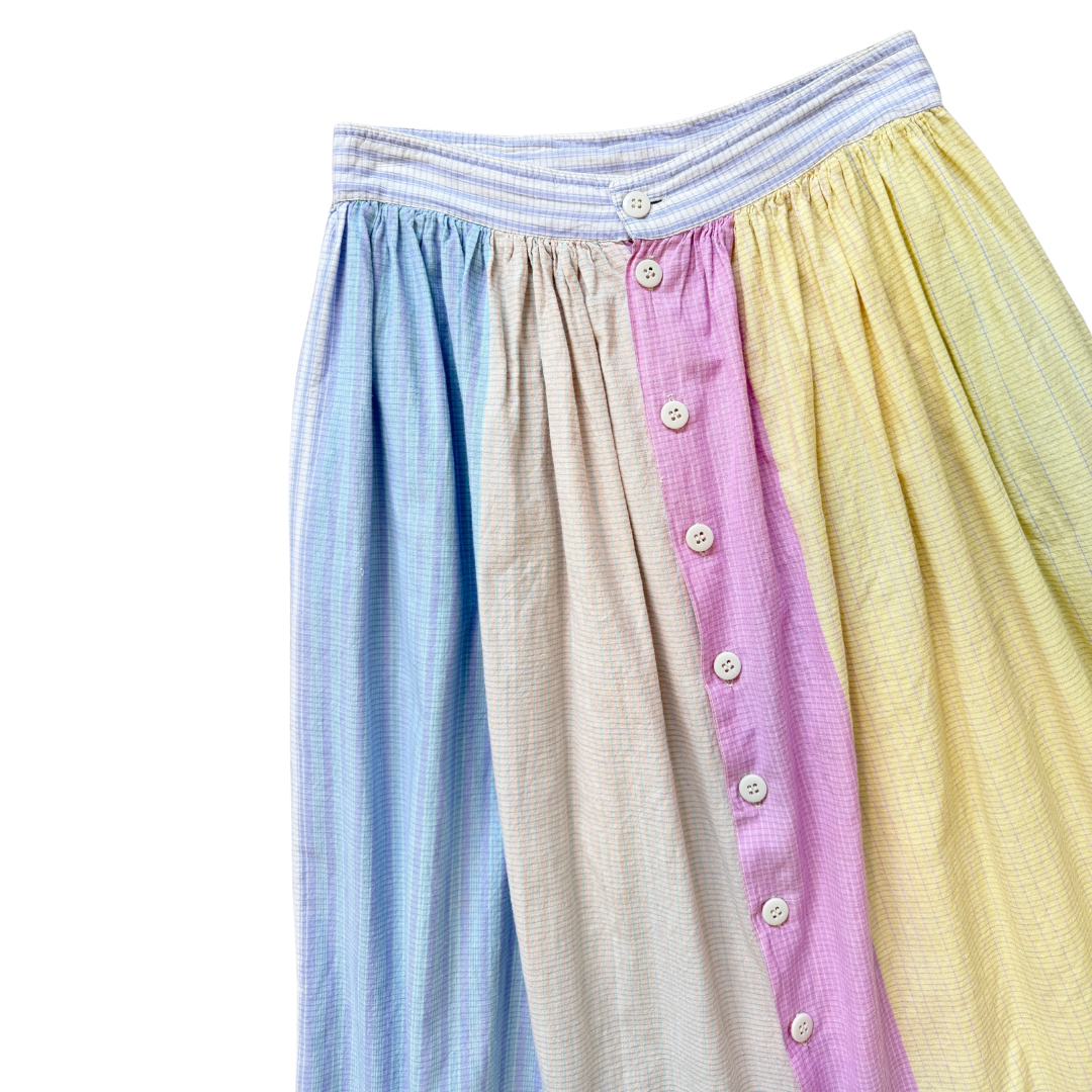 Michel Pastel Plaid Button Front Maxi Skirt | Extra-Small