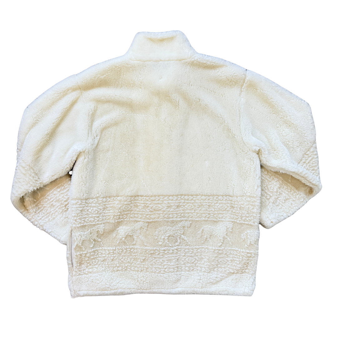 Coastlines Fashions Fluffy White Fleece Horse Motif Coat | Extra-Large / 2X