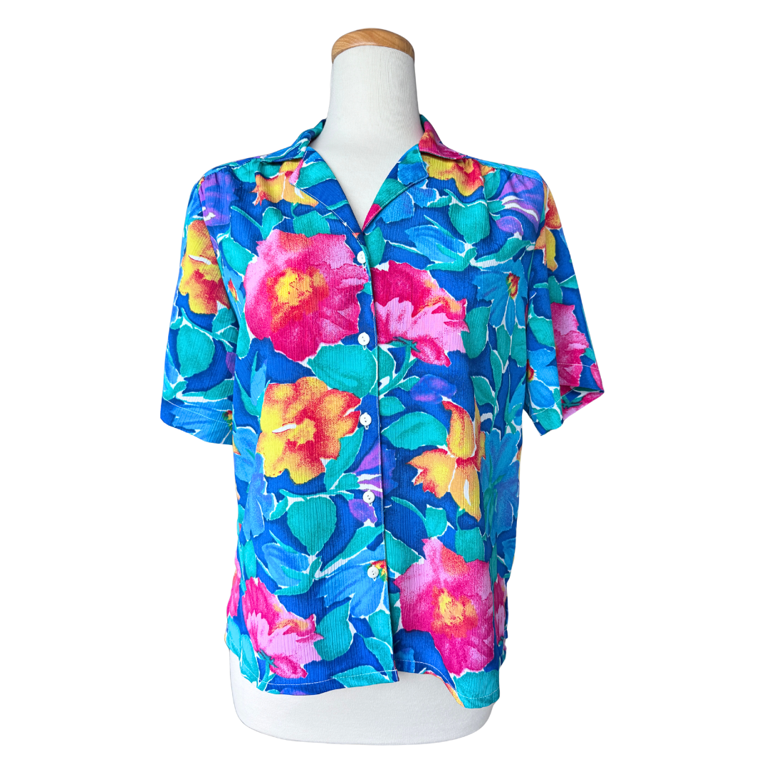 Multicolored Bright Floral Blouse | Medium-Large
