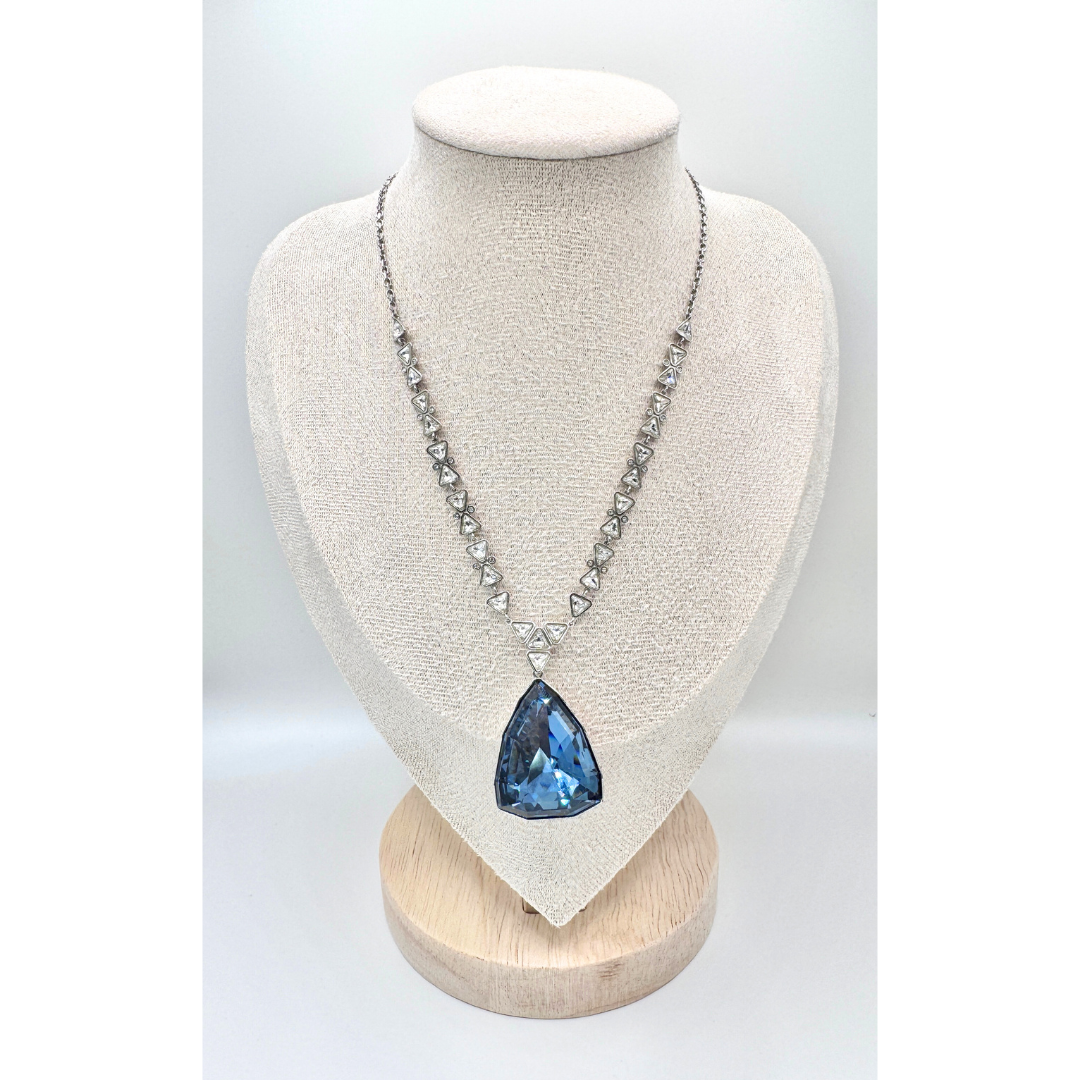 Swarovski Virtuous Blue Crystal Pendant Necklace and Earring Set