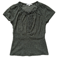 Vintage Y2K Cleo Green Geometric Tie-Neck Blouse | Small - Medium