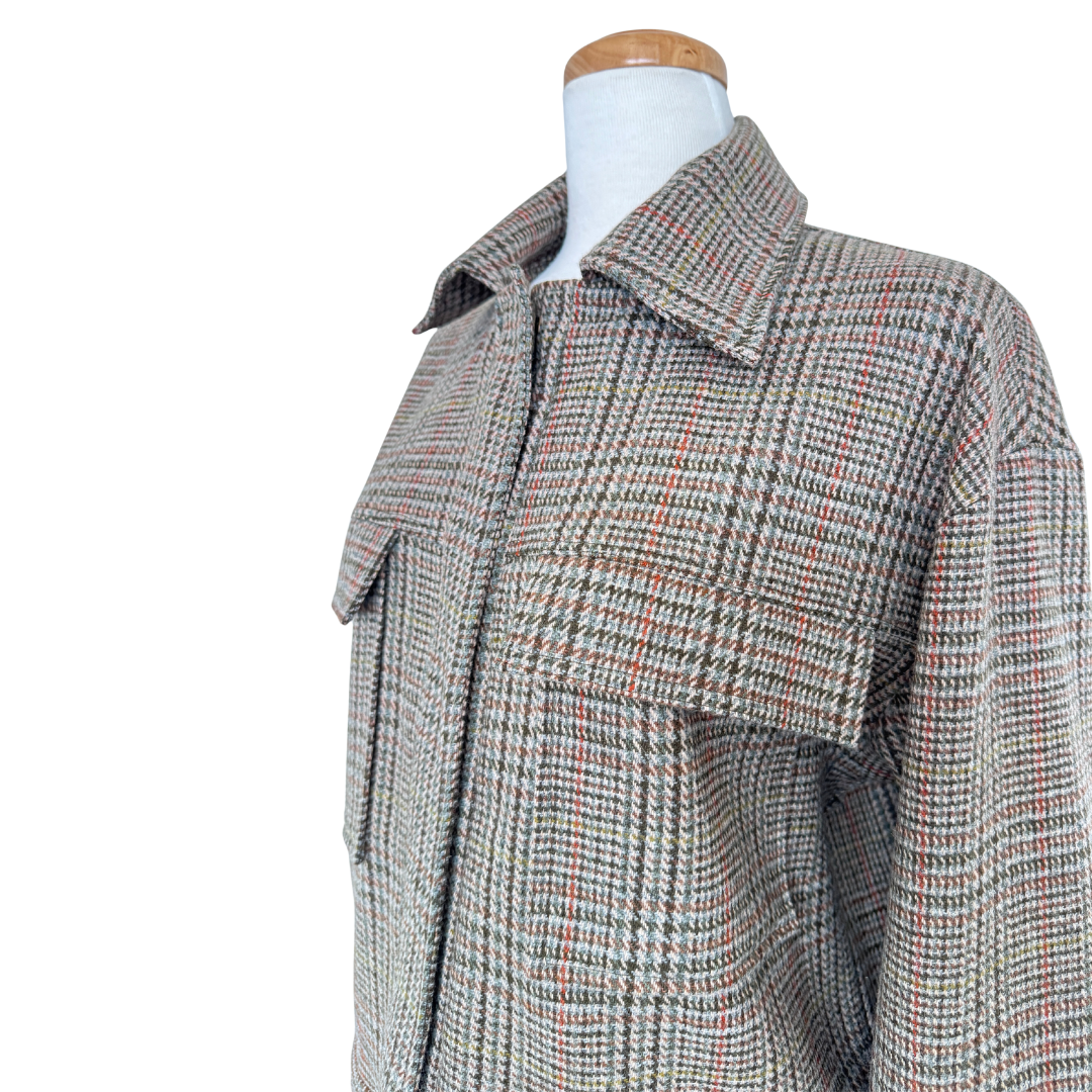 Plaid Virgin Wool Relaxed Fit Jacket | Medium- Large