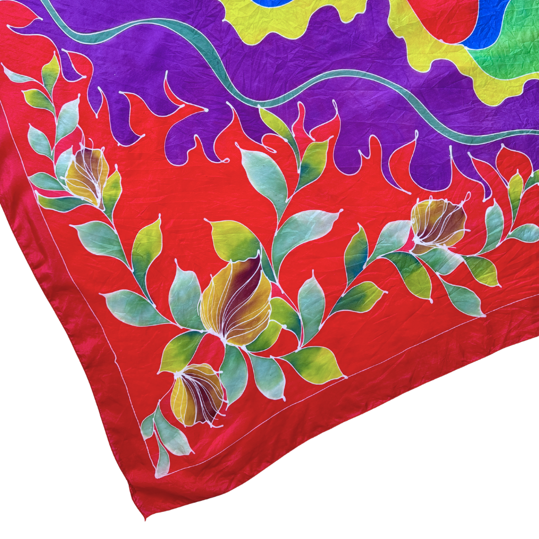 Rainbow Floral Square Scarf