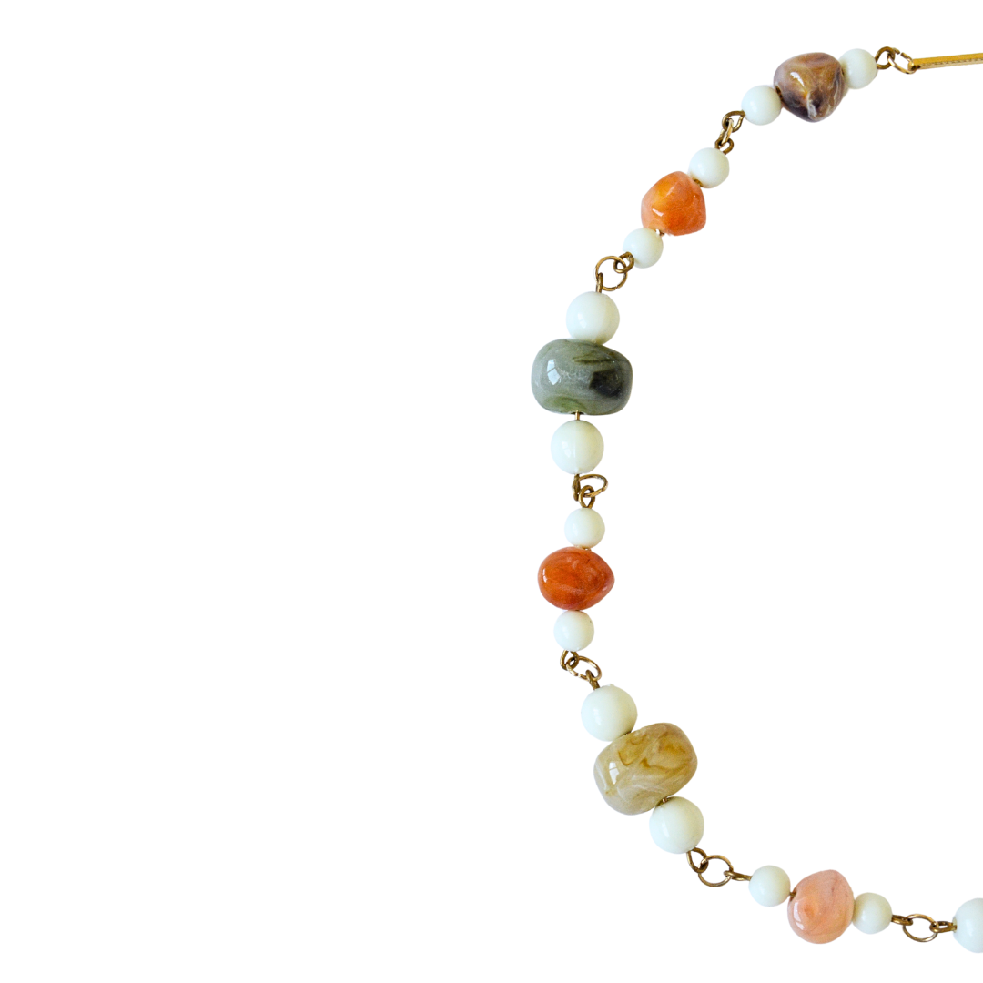Upcycled Multicolor Beaded Chain Necklace